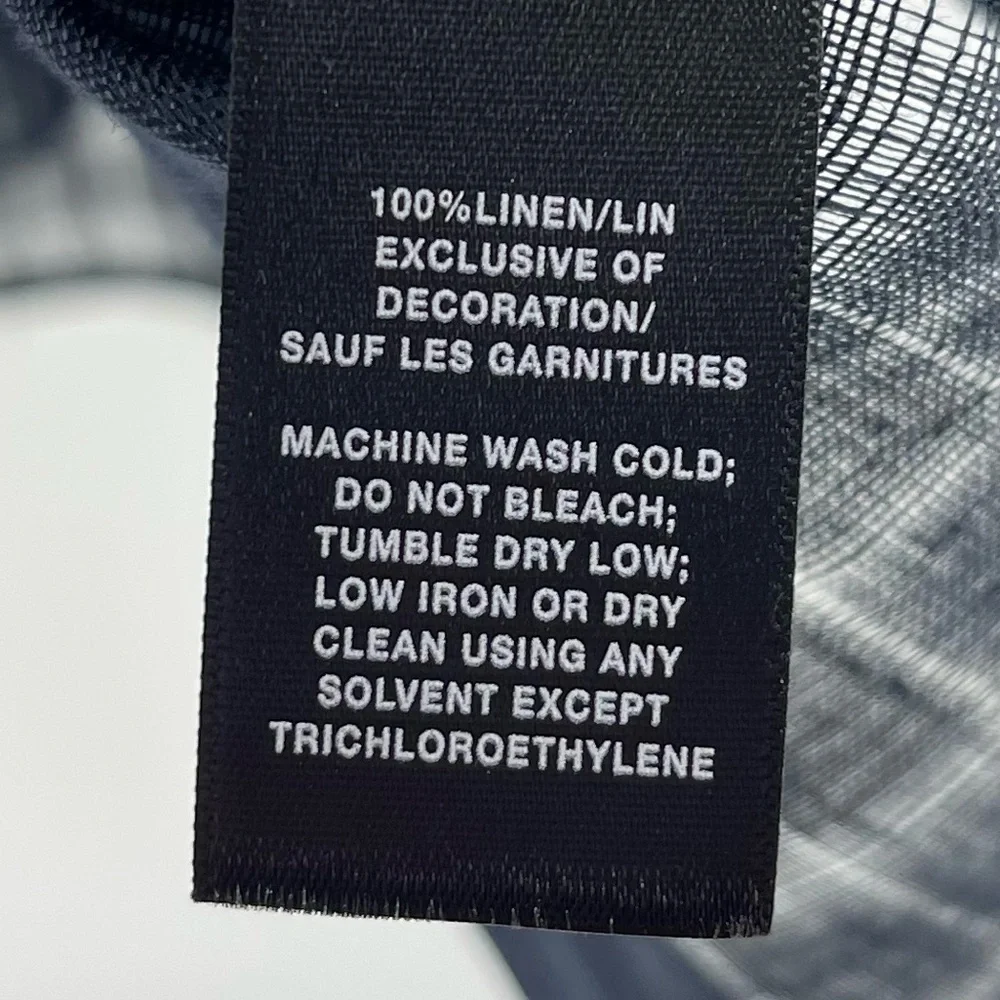 Lafayette 148 100% Linen Semisheer Navy Blue Button-Down Blouse, Women's 2X - Picture 6 of 6